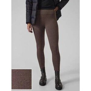 Athleta Delancy Herringbone Tight Brown Leggings Brown 3XL Pockets Plus Size